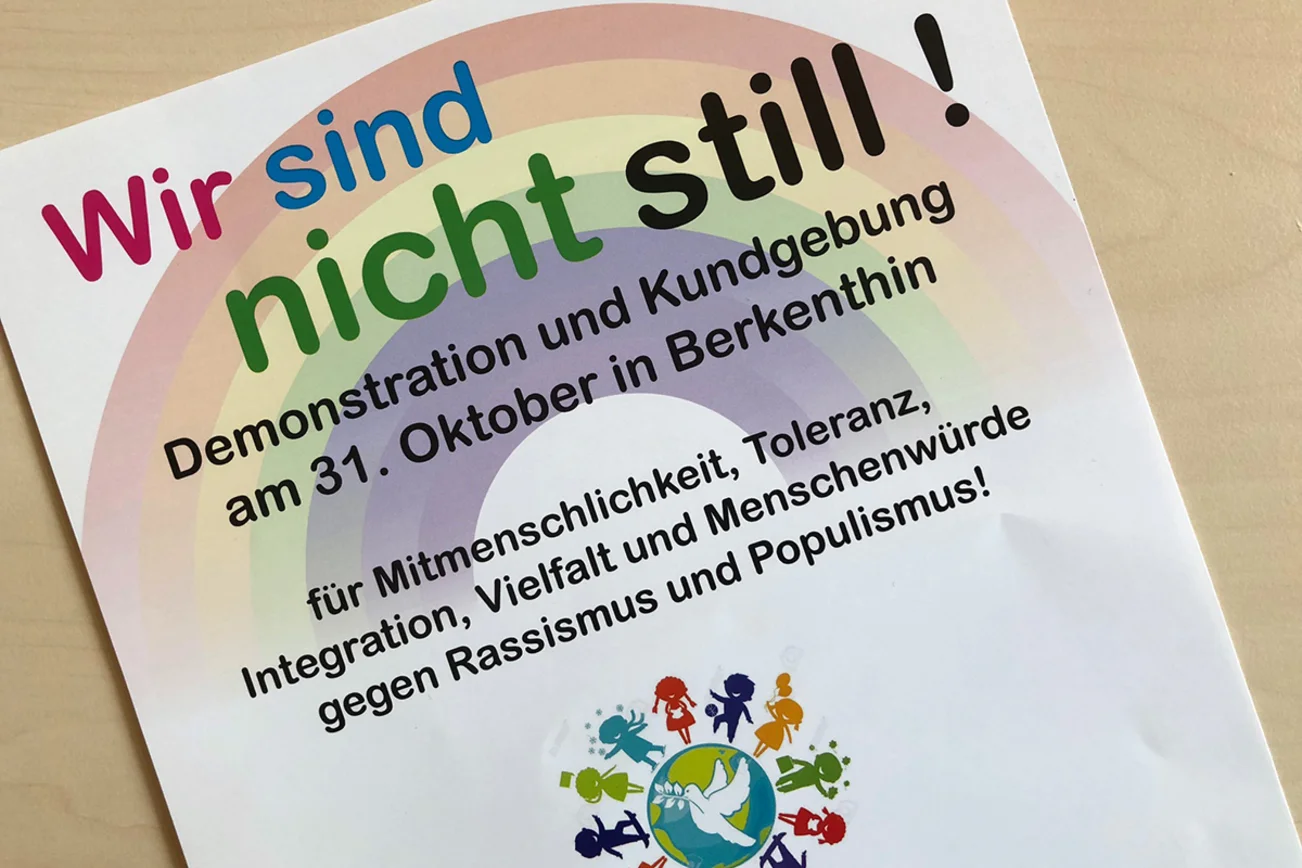 "Wir sind nicht still!" lautet die Kundgebung am Reformationstag in Berkenthin.